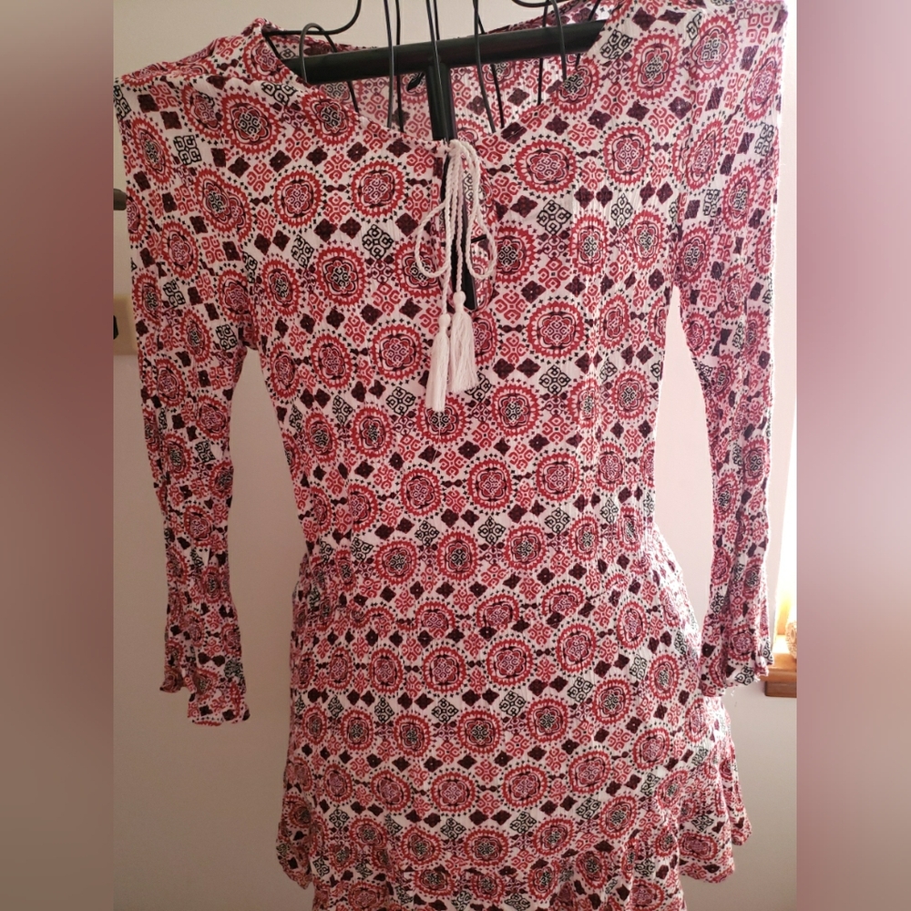 H&M Divided Lightweight Summer Tunic Neck Tie With tassel, Size 12 Red, Black